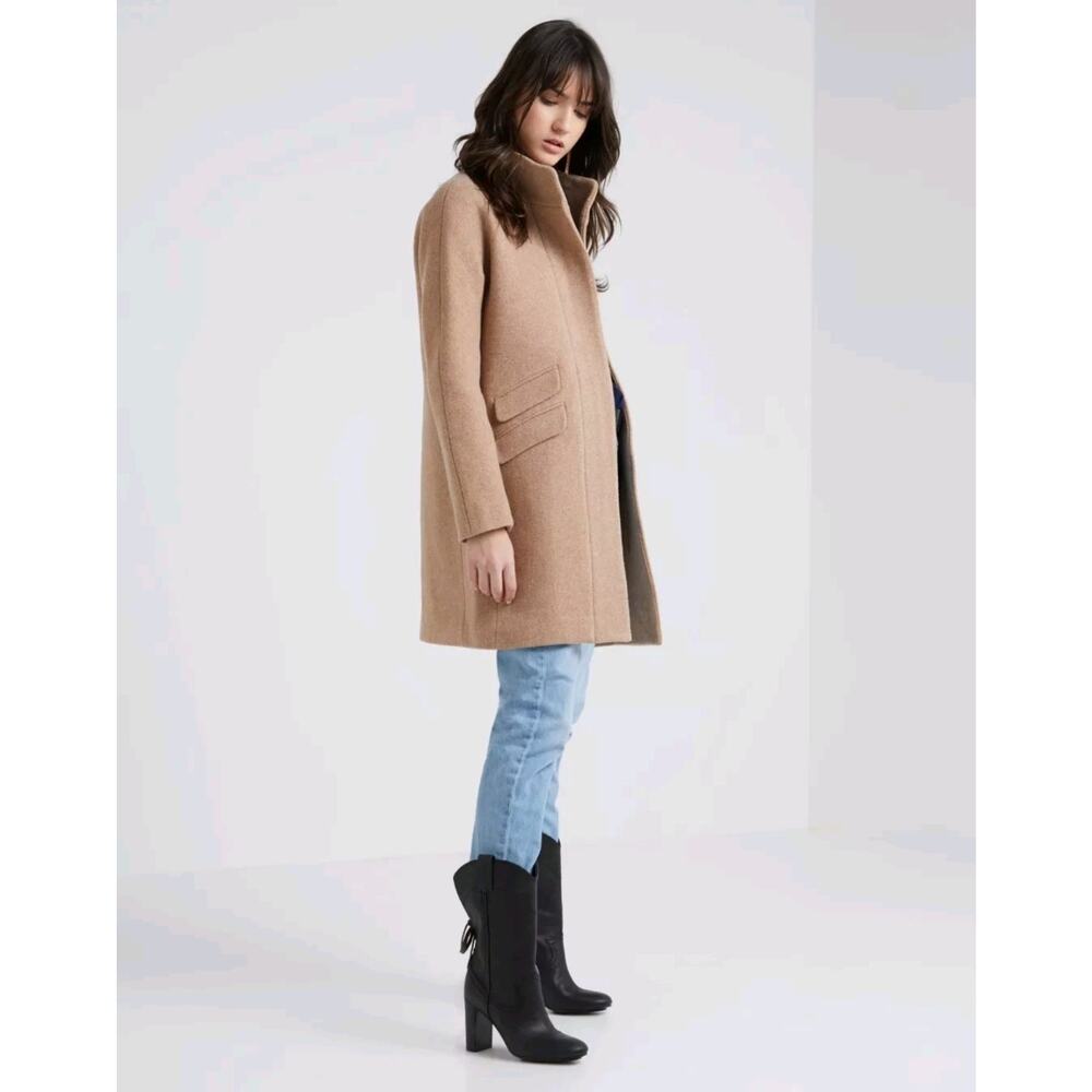J. CREW Stadium Cloth Wool Cocoon Italian Wool Coat Tan Camel Neutral NOWT